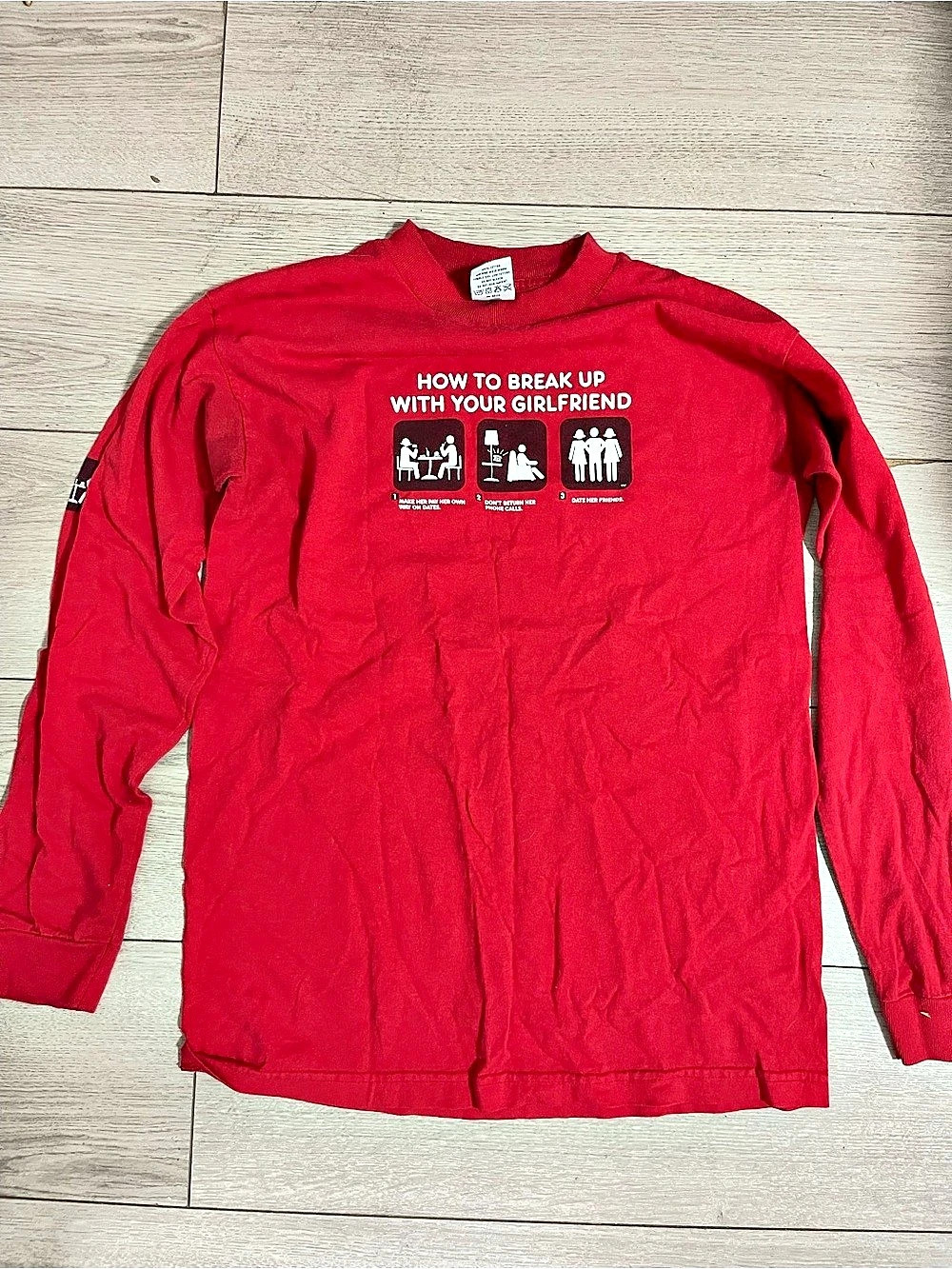 To The Edge How To Break Up With Your Girlfriend Long Sleeve T-Shirt Red Medium